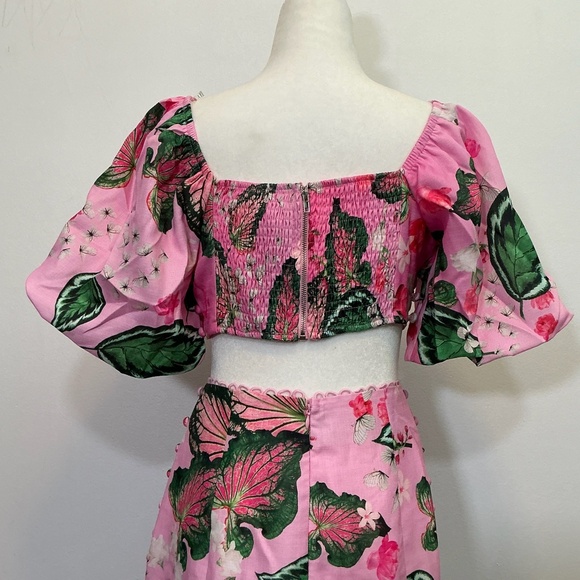 L’Atiste by Amy Pink Floral Butterfly Two-Piece Puff Sleeve Crop Top & Maxi Skir - Picture 6 of 12